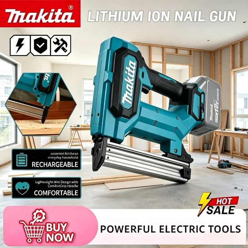 Makita Cordless, 18V Lithium-Ion 100-Nail Capacity Nail Gun 6.0Ah Battery Tool, Ideal for Flooring, Shelving & DIY Wood Projects
Makita Cordless, 18V Lithium-Ion 100-Nail Capacity Nail Gun 6.0Ah Battery Tool, Ideal for Flooring, Shelving & DIY Wood Projects