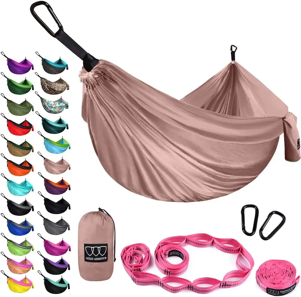 XL Double Camping Hammock with Tree Straps, Portable Rose Gold Gear for Outdoor Indoor Use
XL Double Camping Hammock with Tree Straps, Portable Rose Gold Gear for Outdoor Indoor Use