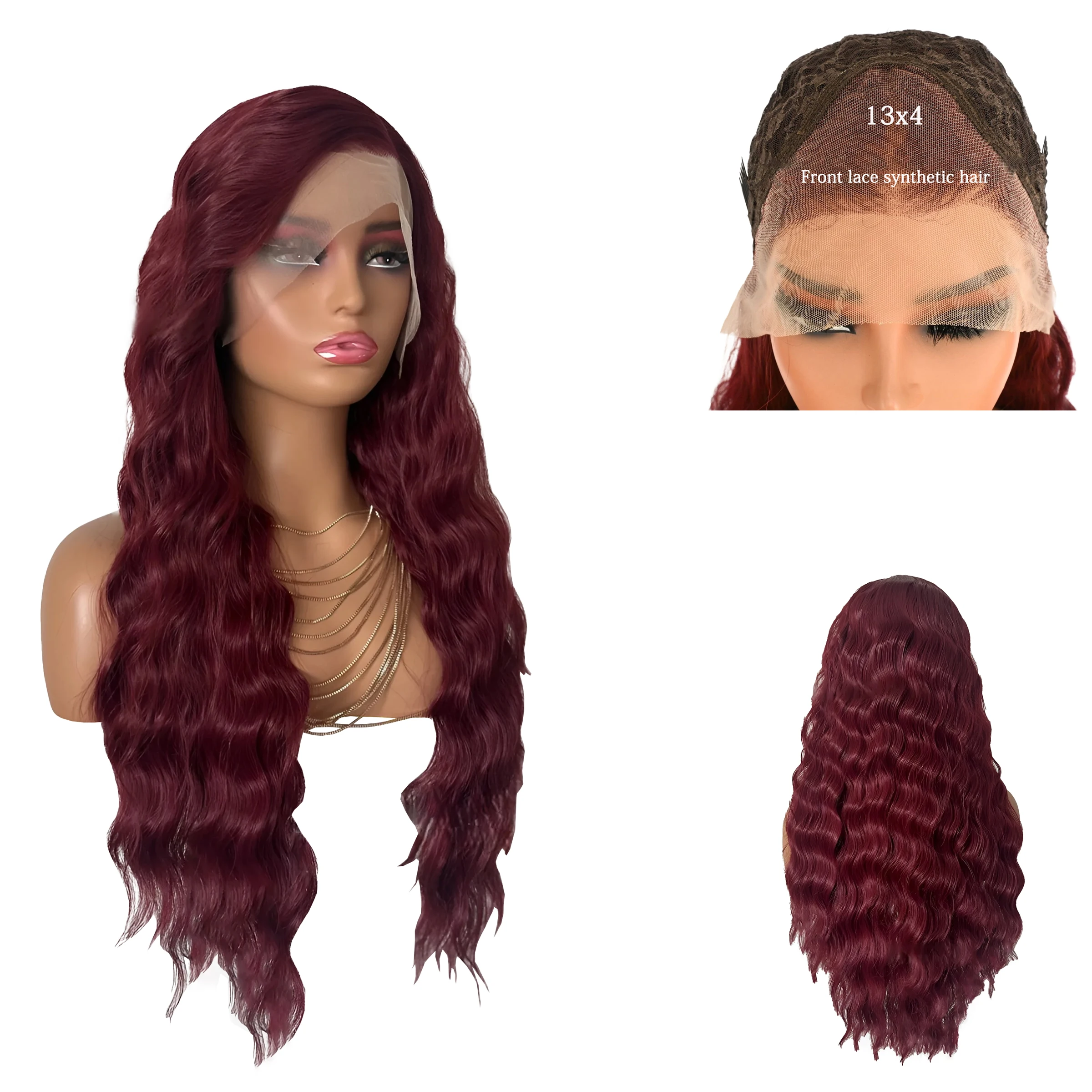 Clearance Sale: 18-26 Inch Wine Red 13x4 Front Lace Synthetic Hair, Suitable For Women'S Daily High-End Hand-Woven Wigs
Clearance Sale: 18-26 Inch Wine Red 13x4 Front Lace Synthetic Hair, Suitable For Women'S Daily High-End Hand-Woven Wigs