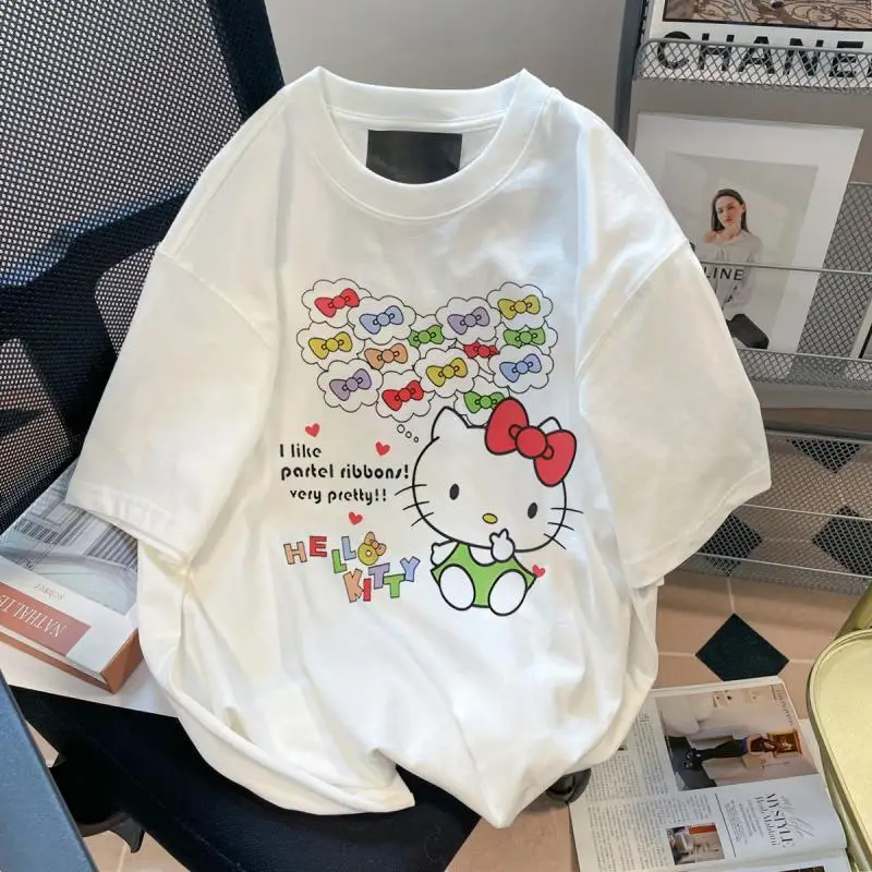 Helookittykuromi, летняя новая женская футболка с мультяшным принтом, милая уличная футболка Sanrio из чистого хлопка, большая свободная повседневная одежда Y2k
Helookittykuromi, летняя новая женская футболка с мультяшным принтом, милая уличная футболка Sanrio из чистого хлопка, большая свободная повседневная одежда Y2k