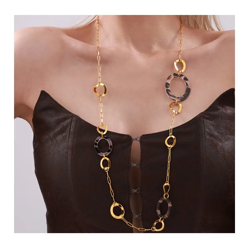 Seattle Stainless Steel Acrylic Circle Leopard Print Long Sweater Chain Is Hot in Autumn and Winter
Seattle Stainless Steel Acrylic Circle Leopard Print Long Sweater Chain Is Hot in Autumn and Winter