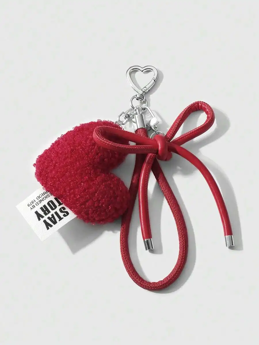 Heart-Shaped Plush Keychain With Leather Rope Bow Charm For Bag Car Decor Gift
Heart-Shaped Plush Keychain With Leather Rope Bow Charm For Bag Car Decor Gift