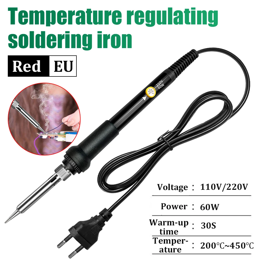 Adjustable Temperature Electric Soldering Iron 110V/220V 60W Welding Solder Rework Station Heat Pencil Tips Repair Tools
Adjustable Temperature Electric Soldering Iron 110V/220V 60W Welding Solder Rework Station Heat Pencil Tips Repair Tools