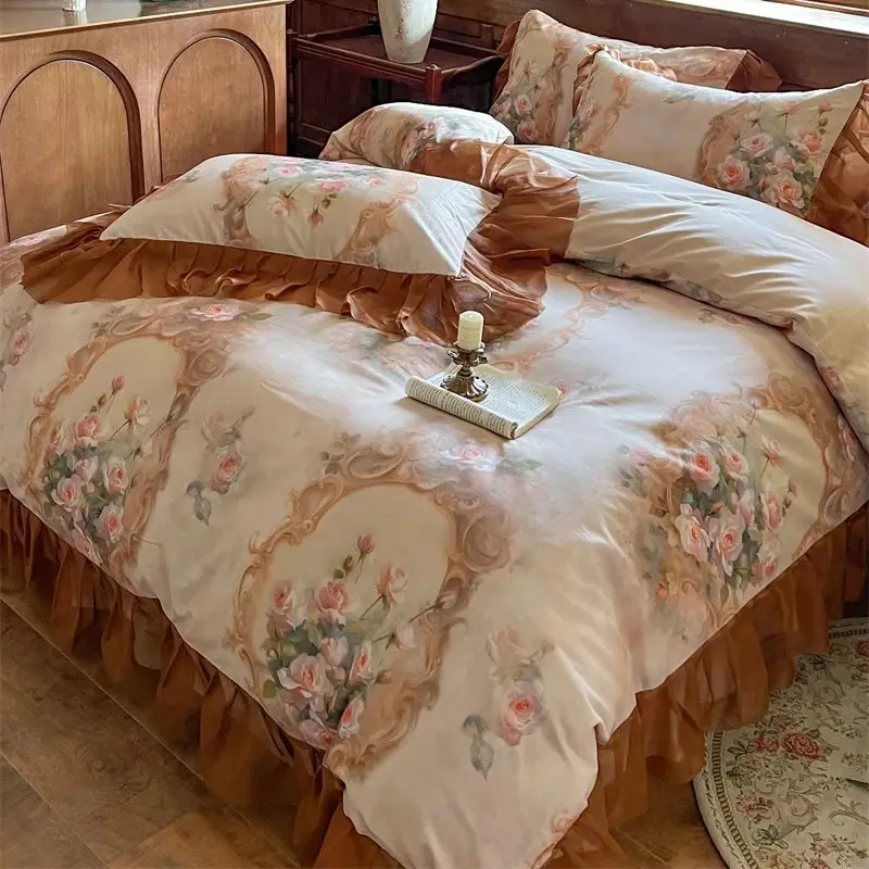 1000TC Egyptian Cotton Vintage Rose Print Lace Ruffles Princess Bedding Set Duvet Cover Bed Skirt Bedspread Pillowcases 4Pcs
1000TC Egyptian Cotton Vintage Rose Print Lace Ruffles Princess Bedding Set Duvet Cover Bed Skirt Bedspread Pillowcases 4Pcs