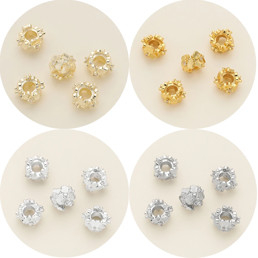 2Pcs/Pack 14/18k Gold Color Plated Charms Spacer Beads with Zircon for Jewelry Making Bracelet Necklace DIY Accessories
2Pcs/Pack 14/18k Gold Color Plated Charms Spacer Beads with Zircon for Jewelry Making Bracelet Necklace DIY Accessories
