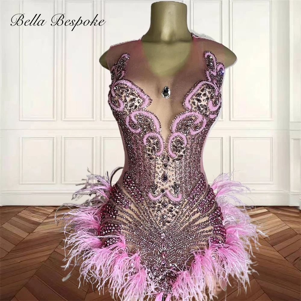 Pink O N Short Prom Dresses For Black Girl Bead Crystal 2024 Birthday Luxury Dress Feather Graduation Gown Homecoming Customized
Pink O N Short Prom Dresses For Black Girl Bead Crystal 2024 Birthday Luxury Dress Feather Graduation Gown Homecoming Customized