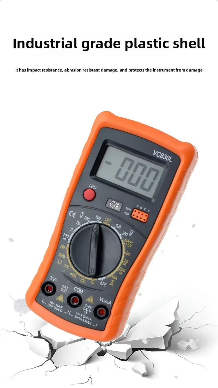 Direct Cross-border VC830L Digital Multimeter, Handheld Digital Universal Meter, Precision Ammeter Voltmeter TOOL
Direct Cross-border VC830L Digital Multimeter, Handheld Digital Universal Meter, Precision Ammeter Voltmeter TOOL