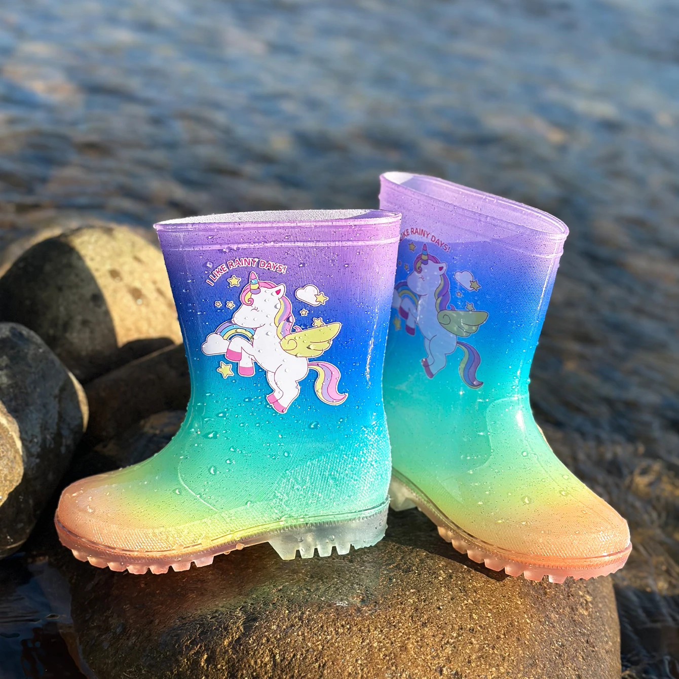 Boys and Girls Outdoor Cute Cartoon Unicorn Sequin PVC Rain Boots Waterproof Non-Slip Wear-Resistant For All Seasons 
Boys and Girls Outdoor Cute Cartoon Unicorn Sequin PVC Rain Boots Waterproof Non-Slip Wear-Resistant For All Seasons