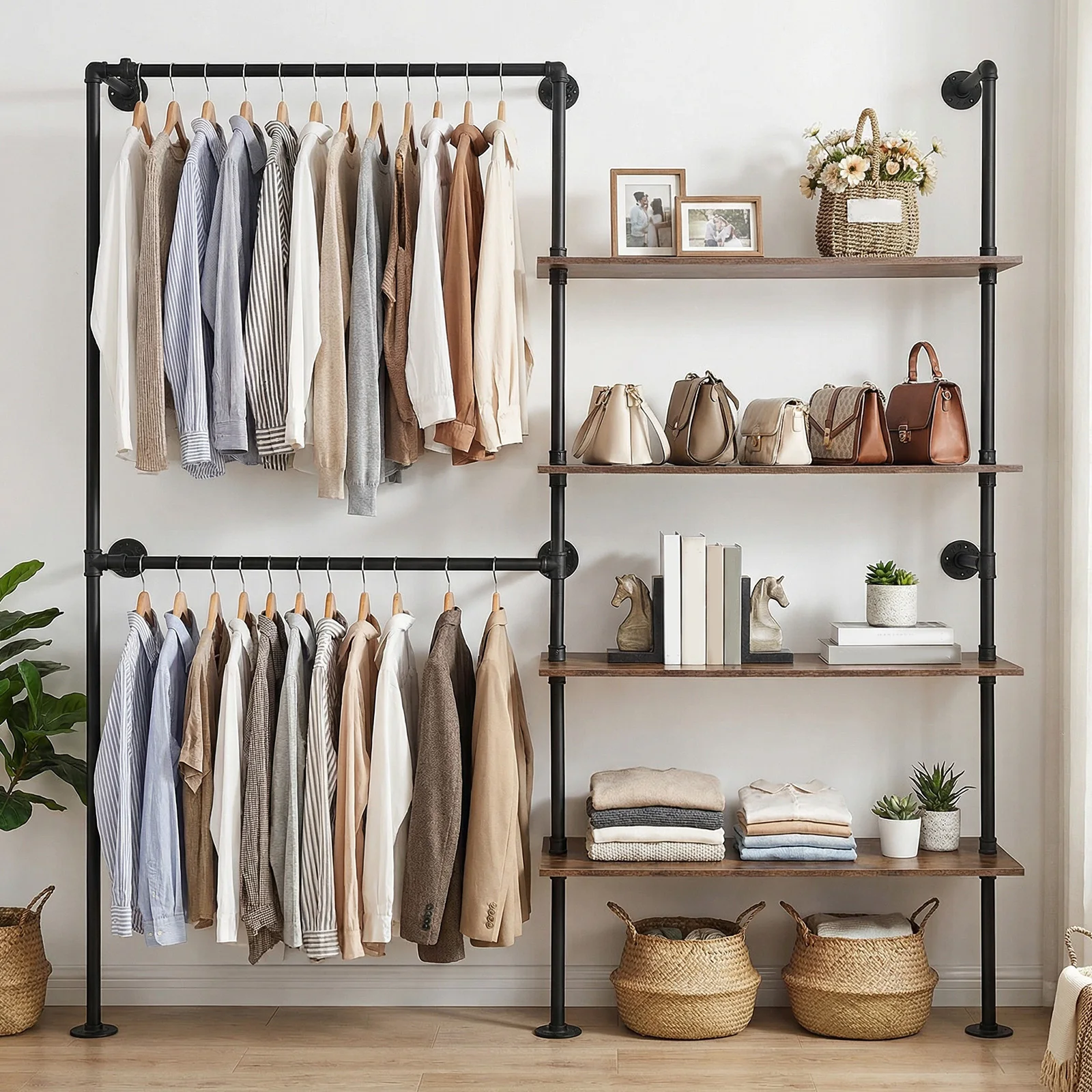 Display Hanging Garment Rod with Double Hanging Rods Industrial Pipes Clothes Racks Closet Storage System Closet Storage System
Display Hanging Garment Rod with Double Hanging Rods Industrial Pipes Clothes Racks Closet Storage System Closet Storage System
