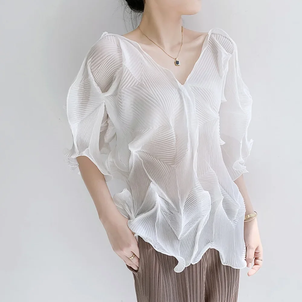 Miyake классический плиссированный топ с рыбьей косточкой, женская летняя новая волнистая кружевная модная повседневная женская рубашка больших размеров в японском корейском стиле
Miyake классический плиссированный топ с рыбьей косточкой, женская летняя новая волнистая кружевная модная повседневная женская рубашка больших размеров в японском корейском стиле
