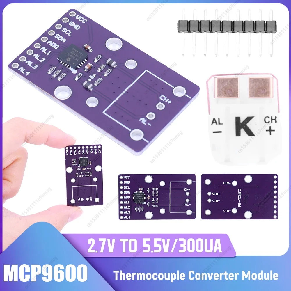 CJMCU-96 MCP9600 Тип K/J/T/N/S/E/B/R Модуль преобразователя термопары поддерживает интерфейс I2C IIC Плата преобразователя термопары
CJMCU-96 MCP9600 Тип K/J/T/N/S/E/B/R Модуль преобразователя термопары поддерживает интерфейс I2C IIC Плата преобразователя термопары