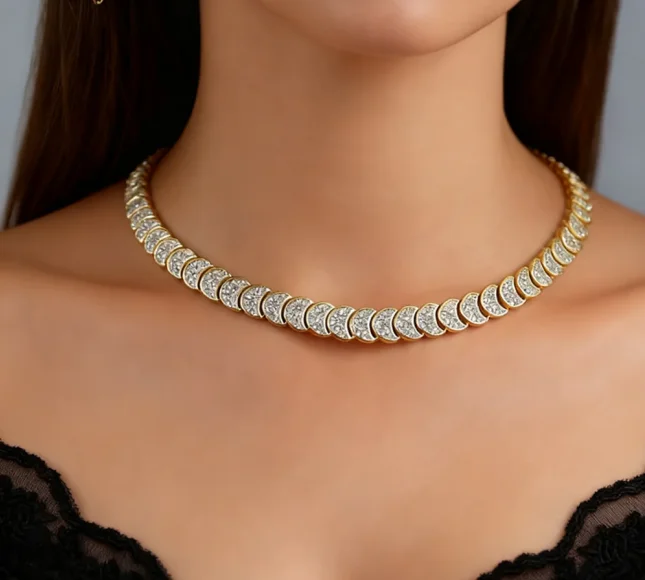 2026 New Design Women Fashion Jewelry Set Micro Paved 5A CZ Moon Cut Charm Link Chain Bracelet Choker Necklace Wholesale
2026 New Design Women Fashion Jewelry Set Micro Paved 5A CZ Moon Cut Charm Link Chain Bracelet Choker Necklace Wholesale
