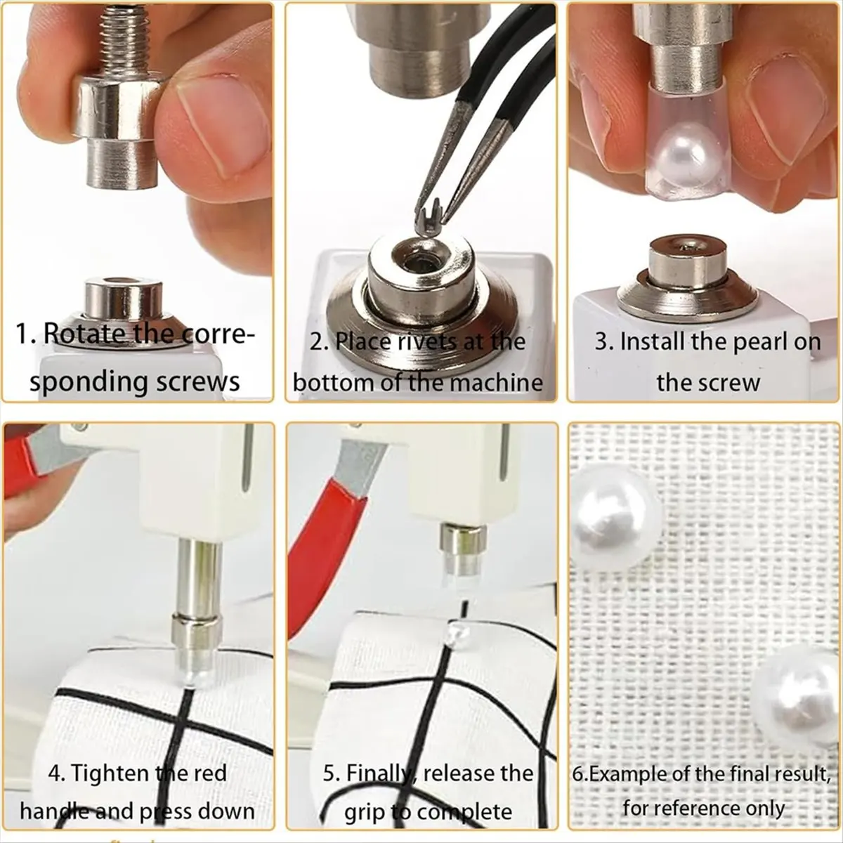 【buy new】 Pearl Setting Machine, Bead Rivet Fixing Machine, 5 Sizes, Hand Press Pearl Setting Tool Set for Hats, DIY Accessories
【buy new】 Pearl Setting Machine, Bead Rivet Fixing Machine, 5 Sizes, Hand Press Pearl Setting Tool Set for Hats, DIY Accessories