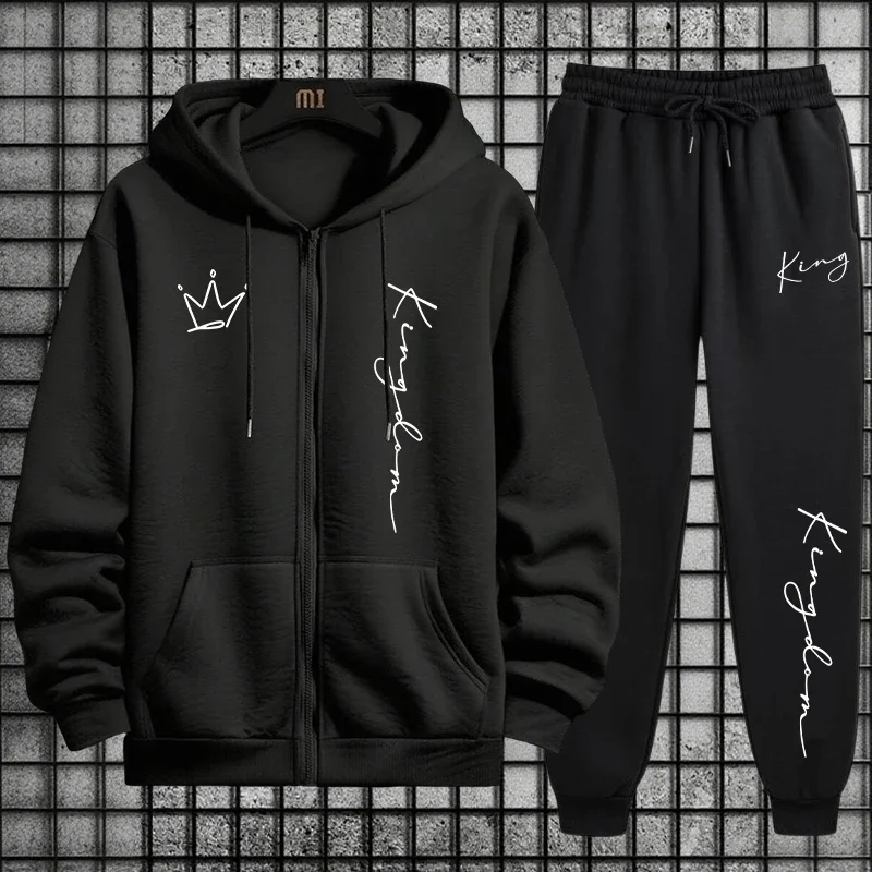 King Letter Print Hoodie and Sweatpants Men's Set Fall Winter Daily Casual Fashion Sportswear Male High Quality Zipper Tracksuit
King Letter Print Hoodie and Sweatpants Men's Set Fall Winter Daily Casual Fashion Sportswear Male High Quality Zipper Tracksuit