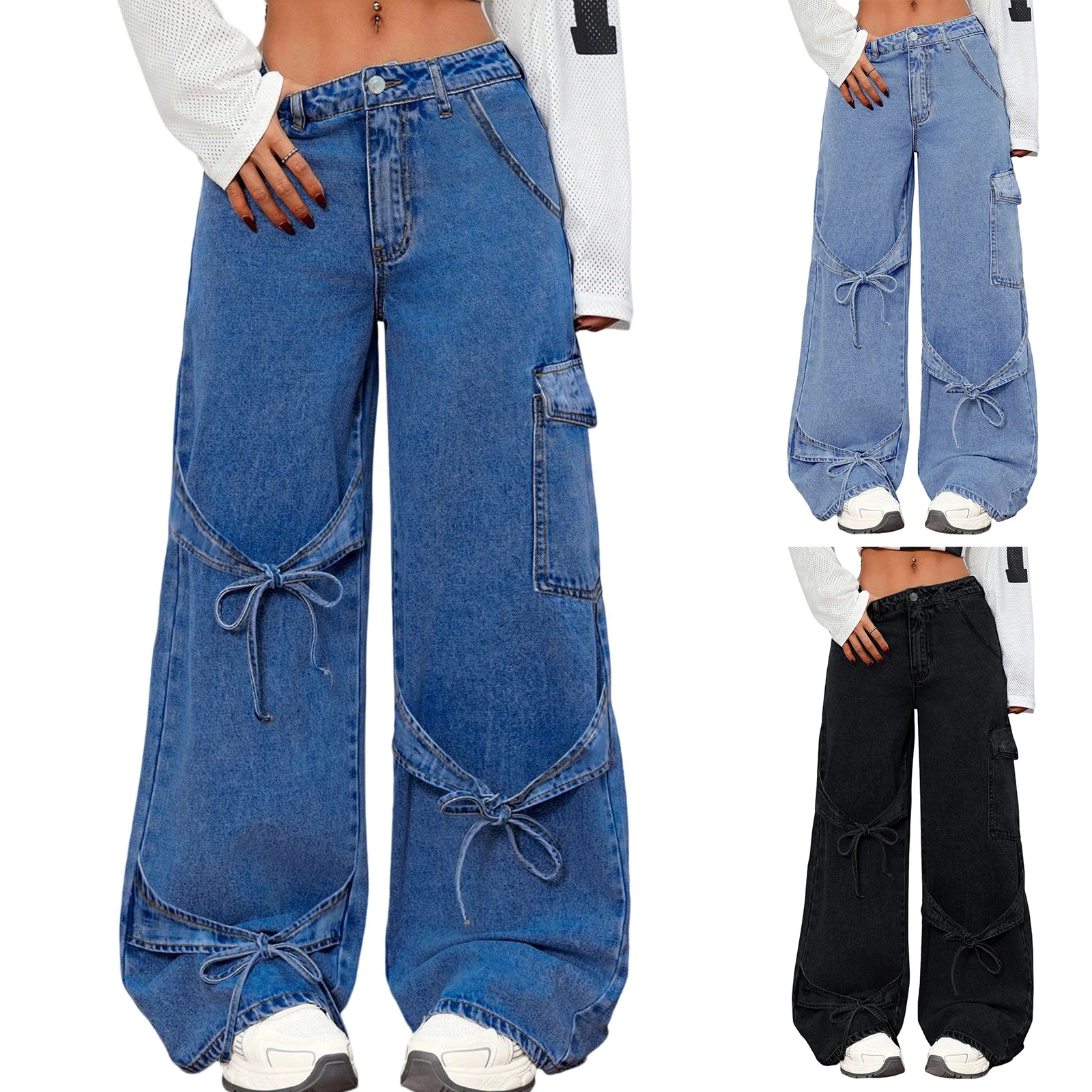 Harajuku American Retro Jeans for Female Casual Floor Length Baggy Wide-leg Trousers New Bowknot High Waist Denim Pants
Harajuku American Retro Jeans for Female Casual Floor Length Baggy Wide-leg Trousers New Bowknot High Waist Denim Pants