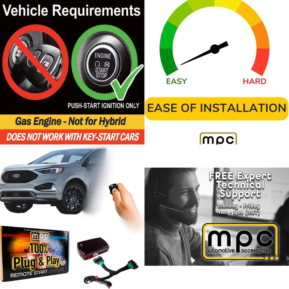MPC Remote Start Kit for 2015-2020 Ford Edge || Plug N Play Harness || Press OEM Key Fob Lock Unlock Lock to Start || Push to St
MPC Remote Start Kit for 2015-2020 Ford Edge || Plug N Play Harness || Press OEM Key Fob Lock Unlock Lock to Start || Push to St