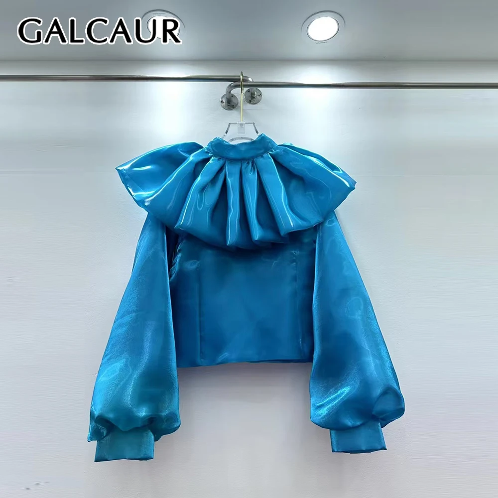 GALCAUR Solid Spliced Folds Basics Shirts Female Turtleneck Long Sleeve Design Women's Shirts Fashion Summer Style New Clothing
GALCAUR Solid Spliced Folds Basics Shirts Female Turtleneck Long Sleeve Design Women's Shirts Fashion Summer Style New Clothing