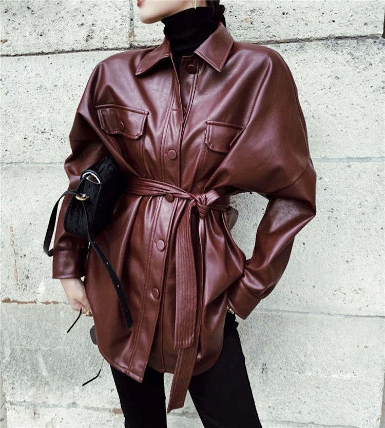 Spring Wine Red Leather Jacket Women Lace Up Vintage Long Jacket Coat Women Streetwear PU Elegant Outerwears Women Clothing
Spring Wine Red Leather Jacket Women Lace Up Vintage Long Jacket Coat Women Streetwear PU Elegant Outerwears Women Clothing
