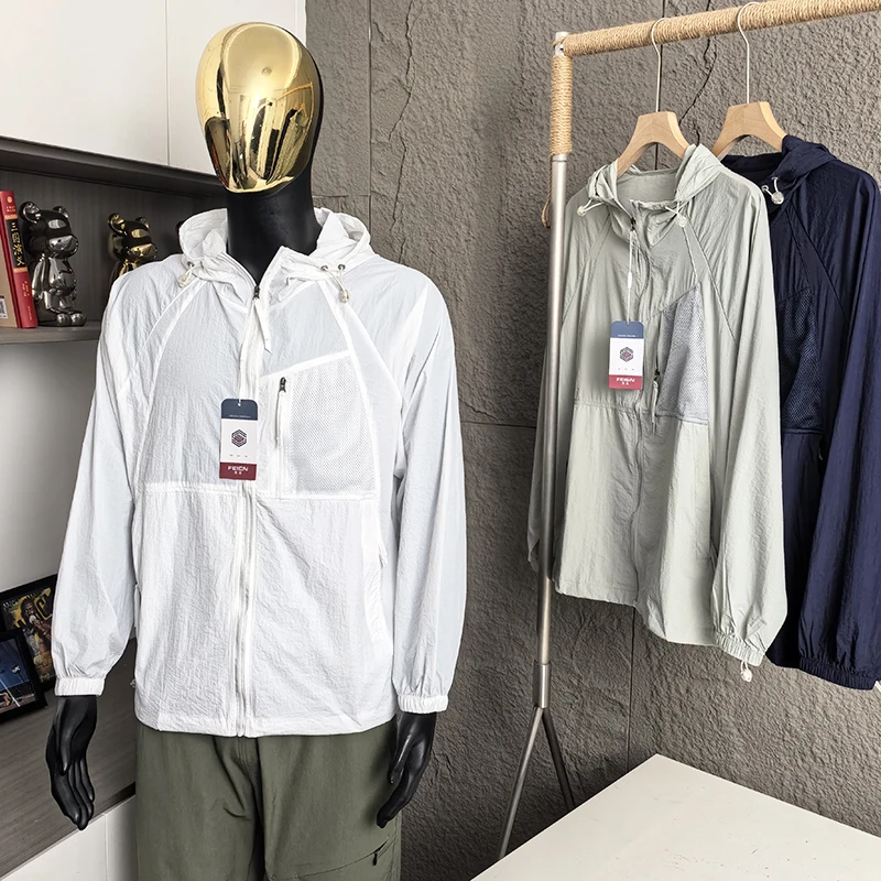 Летняя легкая дышащая куртка для пар с капюшоном, охлаждающим эффектом и защитой от солнца, свободного кроя, с длинными рукавами, модная
Летняя легкая дышащая куртка для пар с капюшоном, охлаждающим эффектом и защитой от солнца, свободного кроя, с длинными рукавами, модная