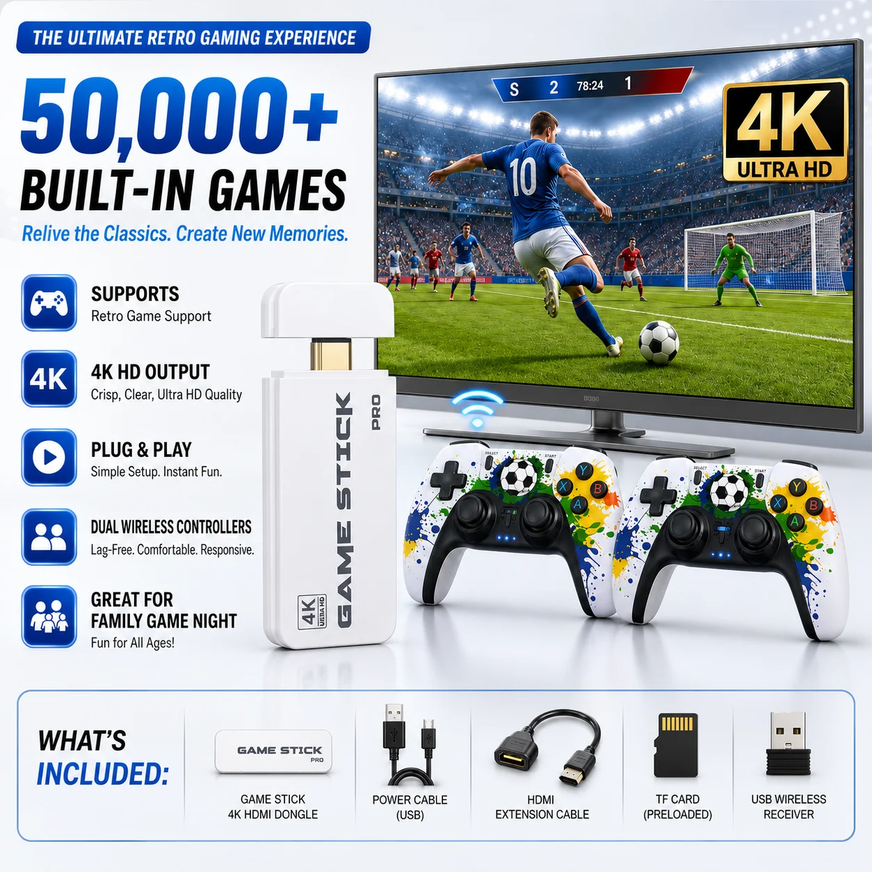 M15 Ultra 2 in 1 Portable & TV Game Console 4K Ultra HD Output 50000+ Games Wireless Connection Graffiti Doodle Effect Creative
M15 Ultra 2 in 1 Portable & TV Game Console 4K Ultra HD Output 50000+ Games Wireless Connection Graffiti Doodle Effect Creative