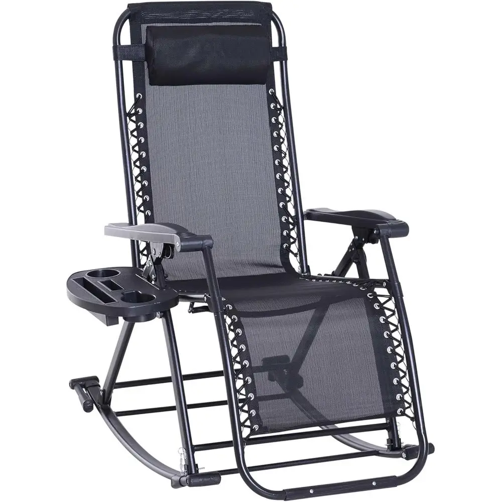 Outdoor Rocking Chairs, oldable Reclining Zero Gravity Lounge Rocker with Pillow, Cup & Pe Holder, Combo Design with olding Legs
Outdoor Rocking Chairs, oldable Reclining Zero Gravity Lounge Rocker with Pillow, Cup & Pe Holder, Combo Design with olding Legs