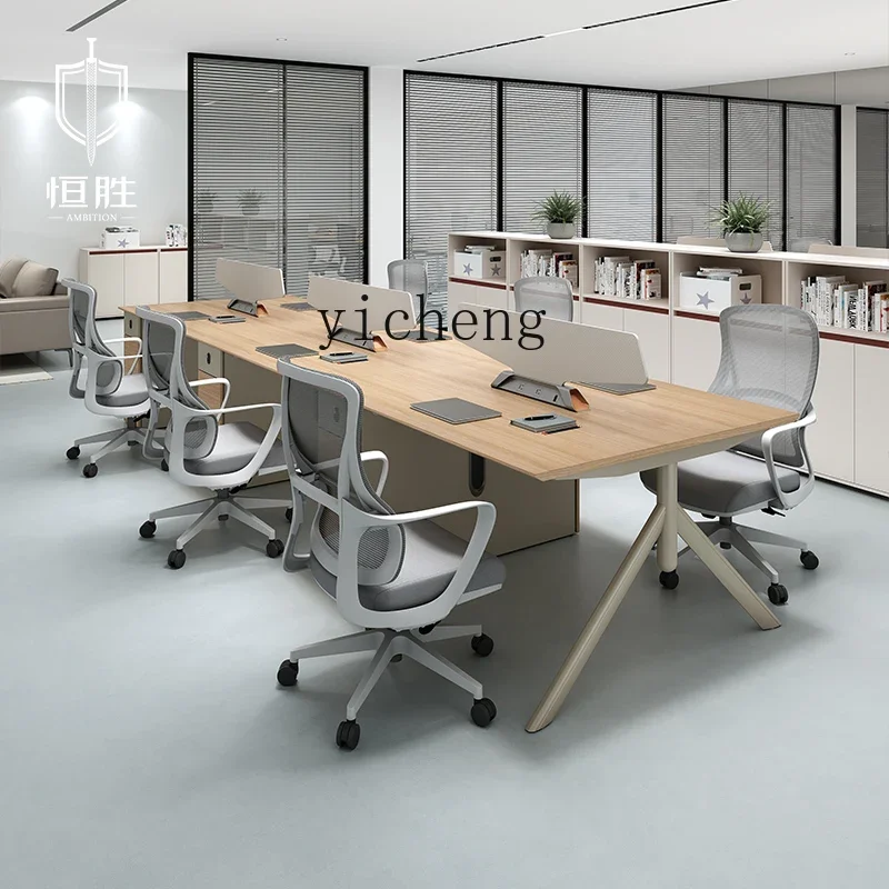 B-4 six-person desk staff station table double sitting office table and chair combination office furniture
B-4 six-person desk staff station table double sitting office table and chair combination office furniture