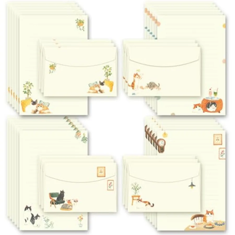 72 Pieces Cute Cat Writing Paper and Envelopes, 8.3x5.6 Inch Stationery Set, 48 Lined Sheets and 24 Envelopes, Kitty Design for
72 Pieces Cute Cat Writing Paper and Envelopes, 8.3x5.6 Inch Stationery Set, 48 Lined Sheets and 24 Envelopes, Kitty Design for