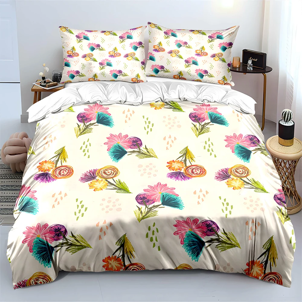 Hand-drawn colorful floral pattern Print Bedding Set 1 Duvet Cover 2 Pillowcases for Adult and Children Luxury Gift Full Size
Hand-drawn colorful floral pattern Print Bedding Set 1 Duvet Cover 2 Pillowcases for Adult and Children Luxury Gift Full Size