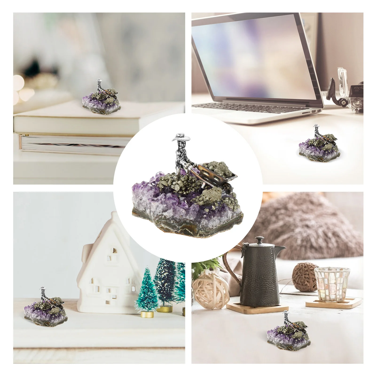 1pc Natural Amethyst Cluster Decor Crystal Desktop Ornament Statue Miner Figure Home Office Bedroom Purple Gemstone
1pc Natural Amethyst Cluster Decor Crystal Desktop Ornament Statue Miner Figure Home Office Bedroom Purple Gemstone