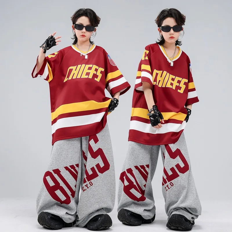 Kid Kpop Hip Hop Clothing Dark Red Letters Sweatshirt Top Gray Wide Leg Sweat Pants for Girls Boys Street Dance Costumes Clothes
Kid Kpop Hip Hop Clothing Dark Red Letters Sweatshirt Top Gray Wide Leg Sweat Pants for Girls Boys Street Dance Costumes Clothes