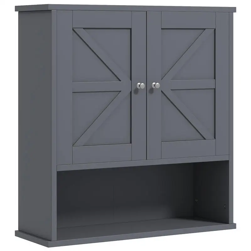 Farmhouse Bathroom Medicine Cabinet, Wall Cabinet with Barn Doors and Adjustable Shelf for Laundry Room, Gray
Farmhouse Bathroom Medicine Cabinet, Wall Cabinet with Barn Doors and Adjustable Shelf for Laundry Room, Gray