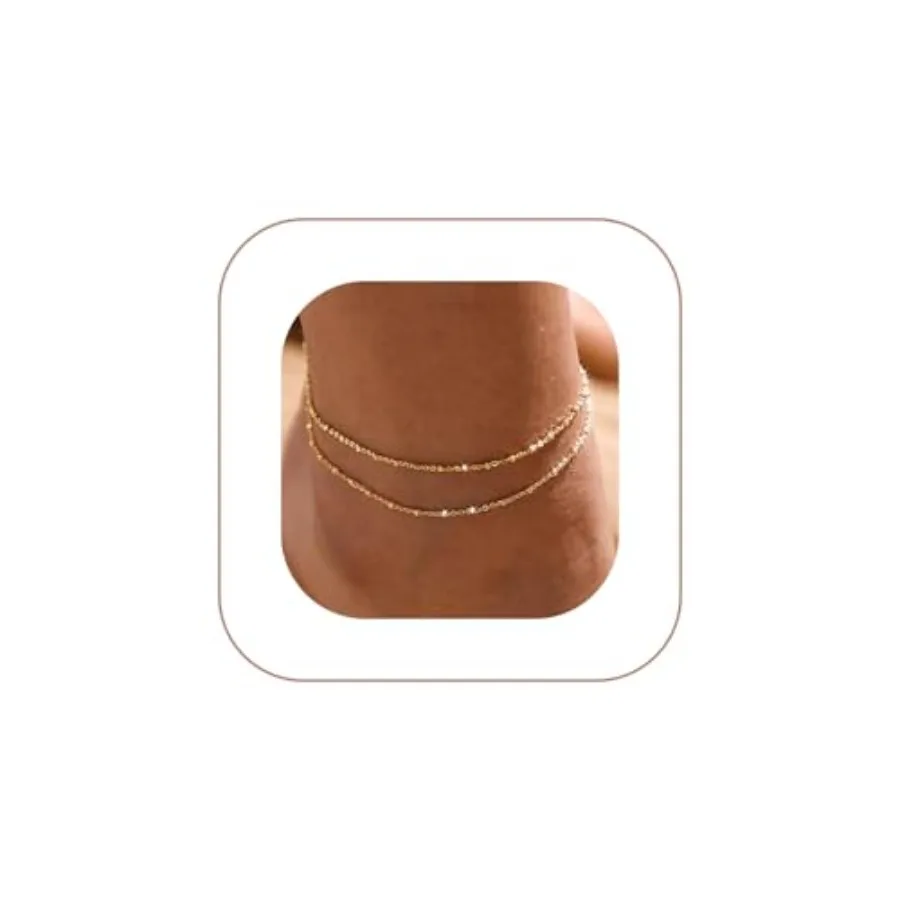 Gold/Silver Ankle Bracelets for Women, 14K Gold Anklets for Women Waterproof Cuban Link Heart Beads Herringbone Rhinestone Ankl
Gold/Silver Ankle Bracelets for Women, 14K Gold Anklets for Women Waterproof Cuban Link Heart Beads Herringbone Rhinestone Ankl