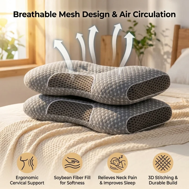 2PCS Grey Neck Pillow Cervical Orthopedic Massage Pillow Soybean Fiber for Sleeping Household SPA Set
2PCS Grey Neck Pillow Cervical Orthopedic Massage Pillow Soybean Fiber for Sleeping Household SPA Set