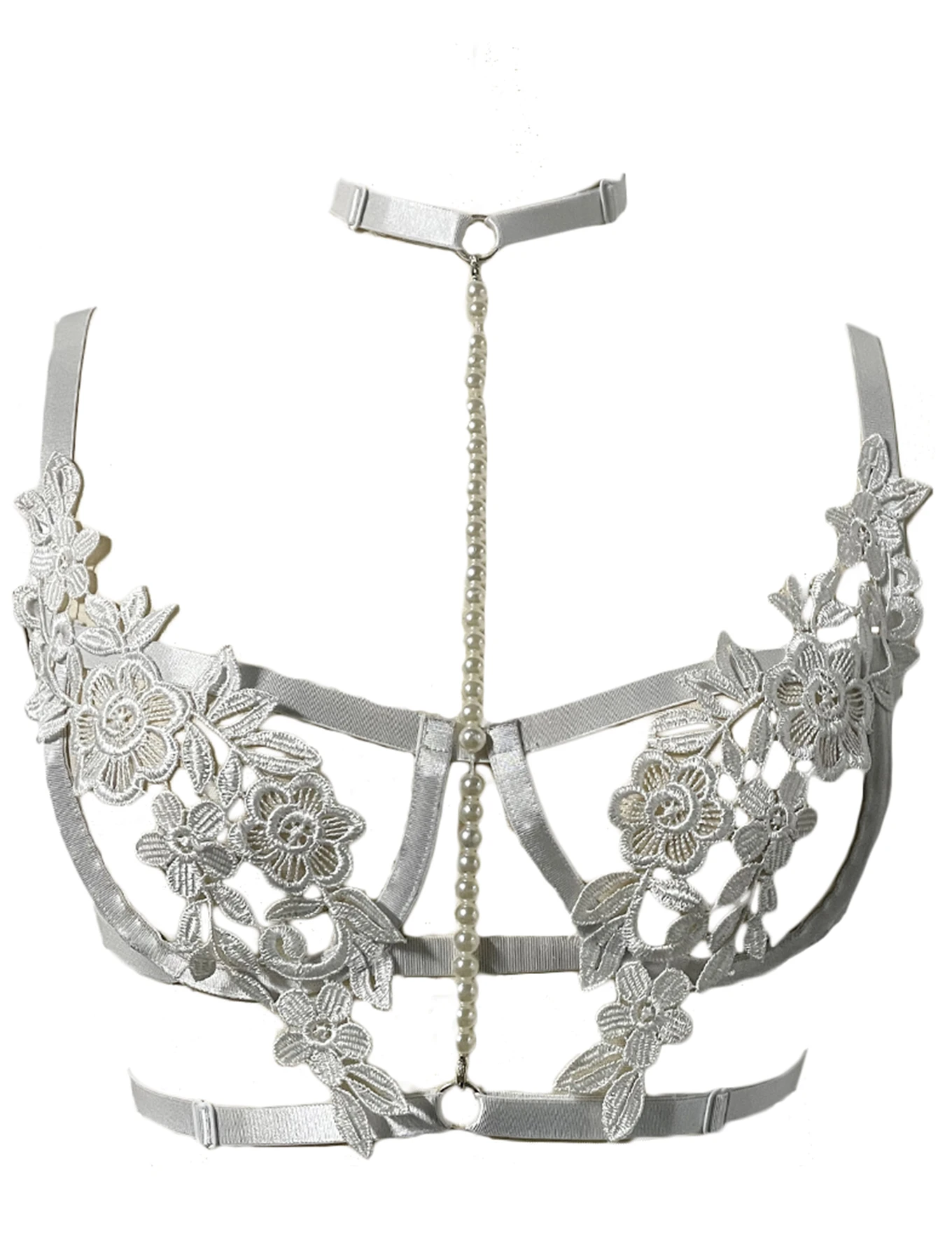 White Imitation Pearl Harness Cage Bra Floral Lace Wedding Bride Honeymoon Gift Elastic Adjust Strap Sexy Lingerie Body Harness
White Imitation Pearl Harness Cage Bra Floral Lace Wedding Bride Honeymoon Gift Elastic Adjust Strap Sexy Lingerie Body Harness