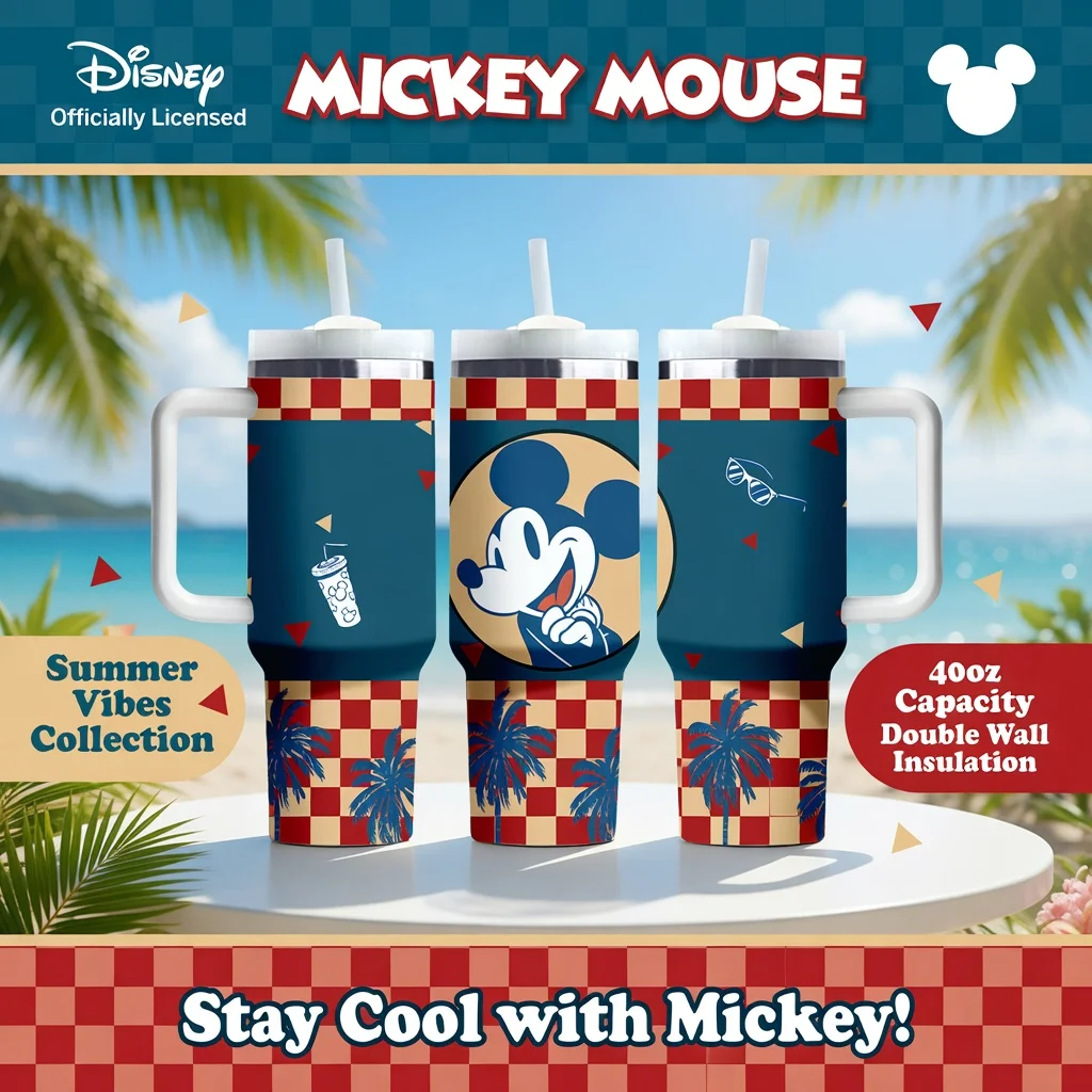1pc 40oz Disney Mickey Summer Stainless Steel Tumbler with Handle Straw Insulated Travel Coffee Mug Cute Cartoon Water Bottle
1pc 40oz Disney Mickey Summer Stainless Steel Tumbler with Handle Straw Insulated Travel Coffee Mug Cute Cartoon Water Bottle