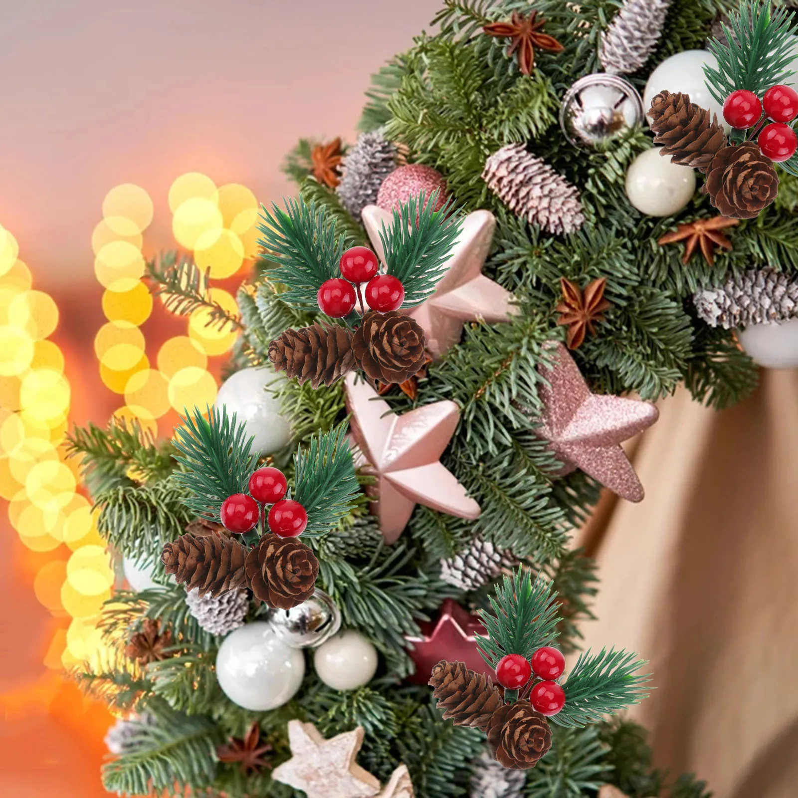 10Pcs Pine Cone Branches Set Artificial Christmas Pine Picks for Tree Decoration Centerpiece Xmas Party Supplies 
10Pcs Pine Cone Branches Set Artificial Christmas Pine Picks for Tree Decoration Centerpiece Xmas Party Supplies