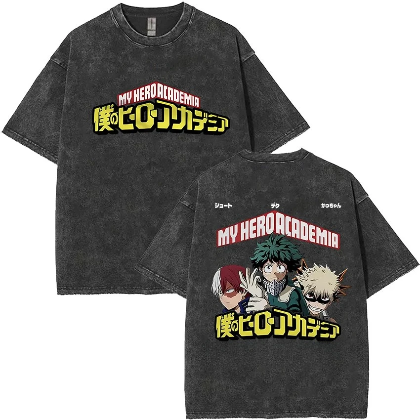 My Hero Academia T-shirt, Washed Tee With Deku, Bakugou & Todoroki Trio & Logo Double Sided Art Print, Oversized Streetwear
My Hero Academia T-shirt, Washed Tee With Deku, Bakugou & Todoroki Trio & Logo Double Sided Art Print, Oversized Streetwear