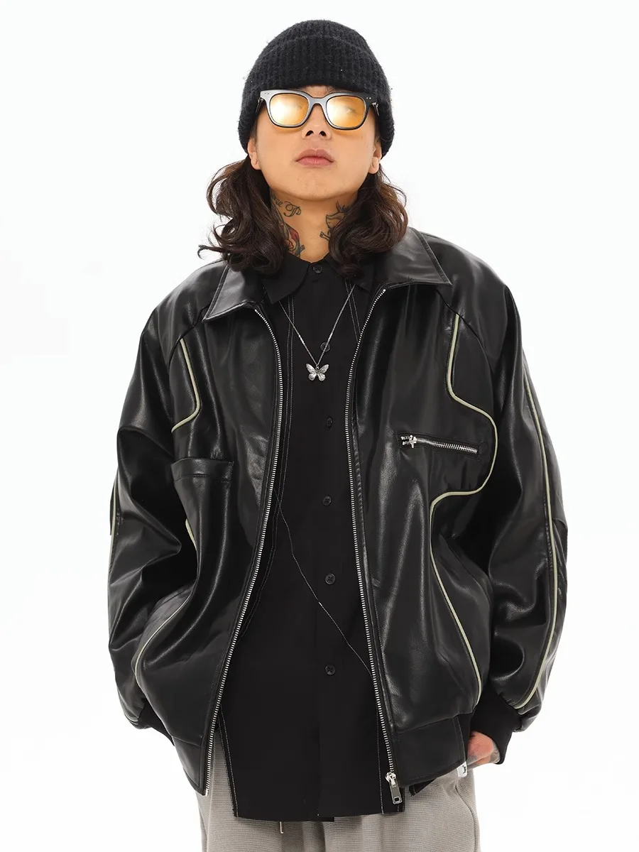 Bullworld Men's Hiphop Biker Leather Jaet Spring Autumn High Street American Sle Trendy Brand Couple's PU Leather Coat
Bullworld Men's Hiphop Biker Leather Jaet Spring Autumn High Street American Sle Trendy Brand Couple's PU Leather Coat