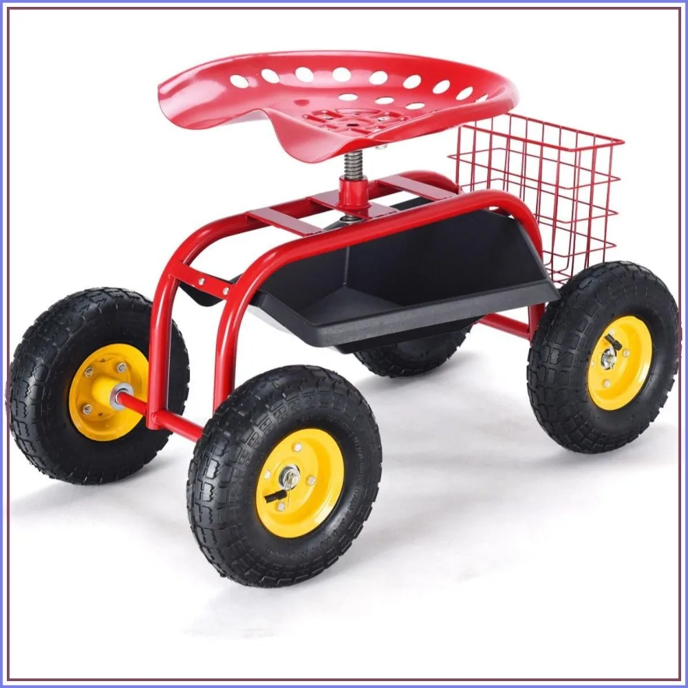 360 Swivel Garden Seat with Wheels, Tool Basket, Adjustable Height, Heavy Duty Steel Frame, 300 lbs Capacity
360 Swivel Garden Seat with Wheels, Tool Basket, Adjustable Height, Heavy Duty Steel Frame, 300 lbs Capacity