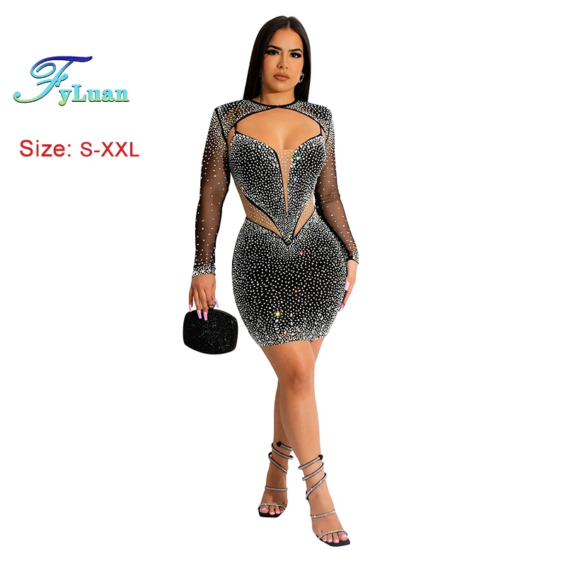 Fashionab Rhinestone Sexy Mini Dress Woman Long Sleeve V-neck Bodycon Dresse Glitter Evening PartyClub Birthday Clubwear Outfits
Fashionab Rhinestone Sexy Mini Dress Woman Long Sleeve V-neck Bodycon Dresse Glitter Evening PartyClub Birthday Clubwear Outfits
