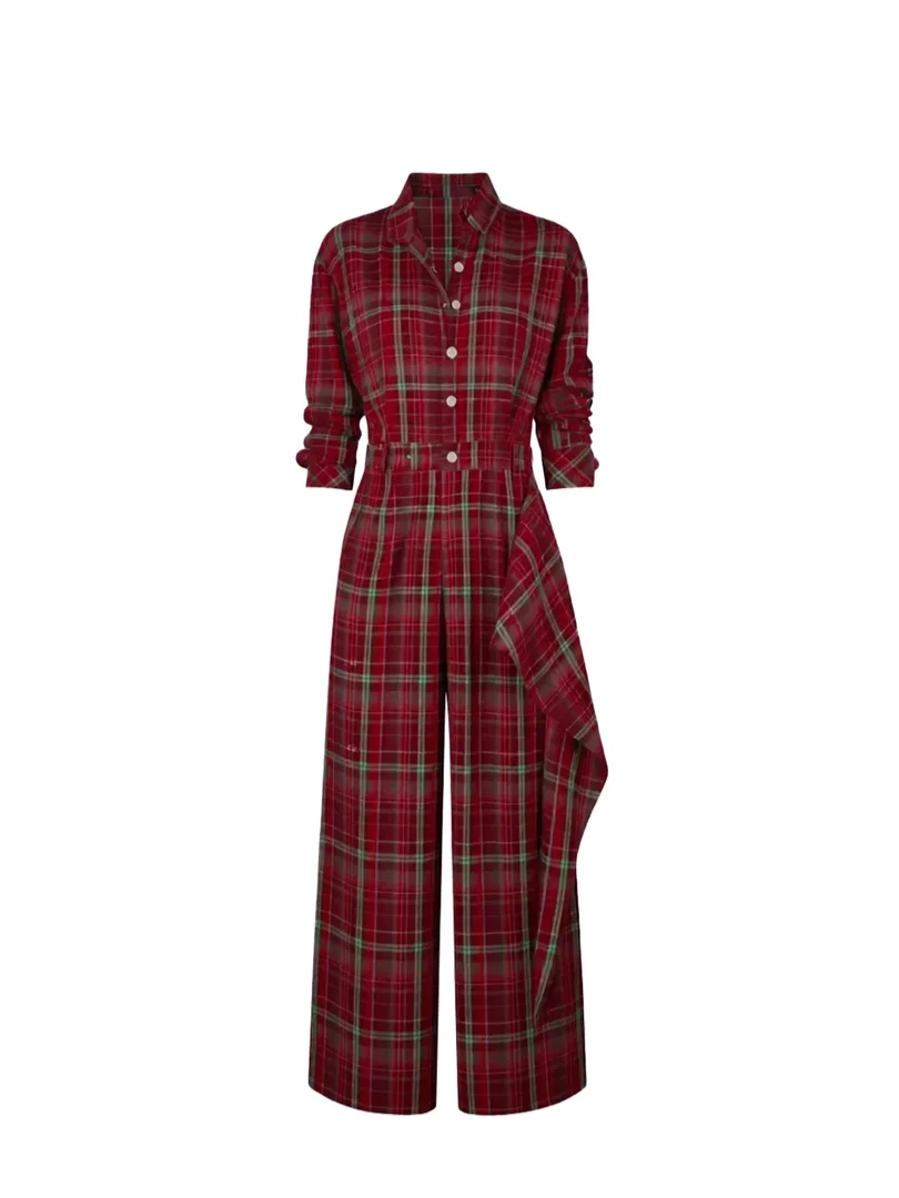 Женские брюки Ele Red Plaid с воротником-стойкой, прямого кроя, с высокой талией, для весны и осени, модные, винтажные, стильные
Женские брюки Ele Red Plaid с воротником-стойкой, прямого кроя, с высокой талией, для весны и осени, модные, винтажные, стильные