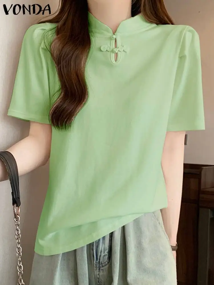 Women Shirts VONDA 2024 Summer Fashion Blouse Short Sleeve Stand Collar Solid Color Elegant Tunic Tops OL Casual Blusas Feminina
Women Shirts VONDA 2024 Summer Fashion Blouse Short Sleeve Stand Collar Solid Color Elegant Tunic Tops OL Casual Blusas Feminina