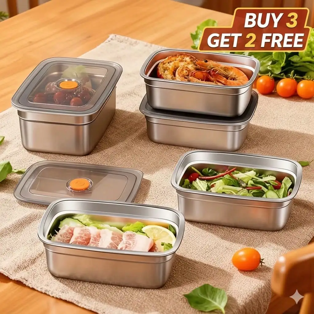 Buy 3 Get 2 Free, 5 Stainless Steel Food Storage Containers With Lids, Prevent Food From Tasting, Reusable, Widely Applicable, Essential For Picnics, Modern Kitchen Supplies, Perfect Choice For Weekend Picnics And Daily Meal Preparation.
Buy 3 Get 2 Free, 5 Stainless Steel Food Storage Containers With Lids, Prevent Food From Tasting, Reusable, Widely Applicable, Essential For Picnics, Modern Kitchen Supplies, Perfect Choice For Weekend Picnics And Daily Meal Preparation.