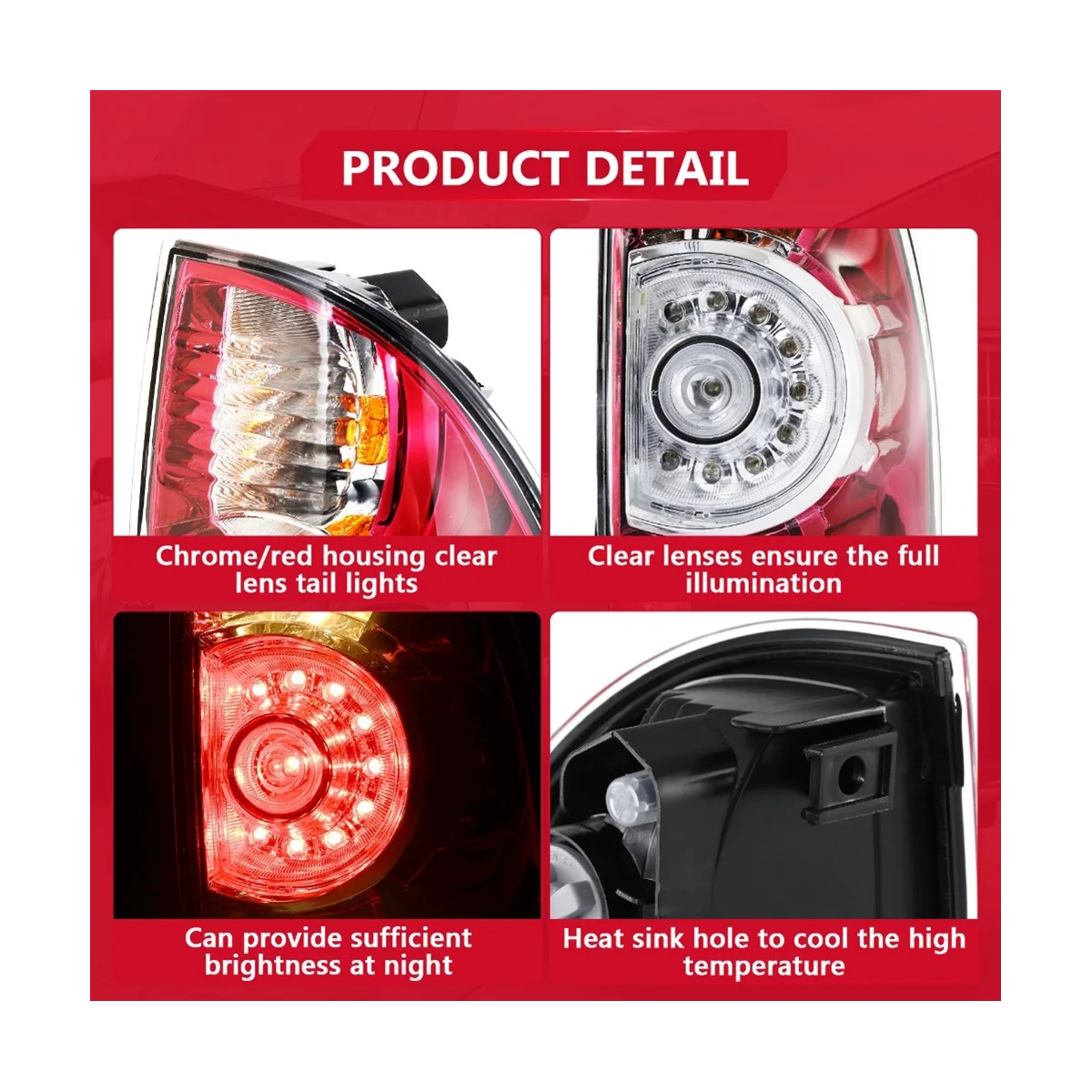 2Pcs LED Tail Lights Left Right Rear Bumper Lights Assembly Signal Lamp for Toyota Tacoma Pickup
2Pcs LED Tail Lights Left Right Rear Bumper Lights Assembly Signal Lamp for Toyota Tacoma Pickup