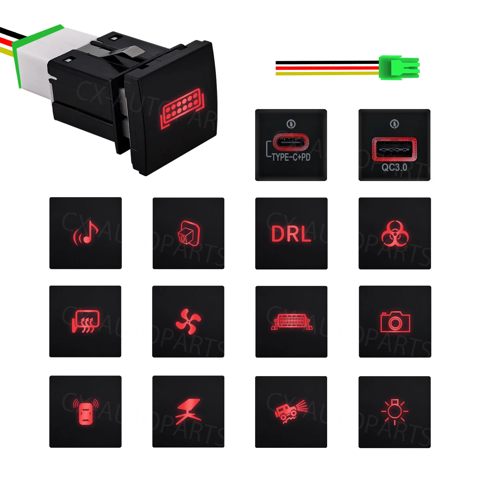 12V Car Push Switch Red LED 24mm X 24mm OEM Dash Mount Fog Light DRL Power ON-OFF for VW Golf 6 MK6 Jetta 5 Scirocco Accessories
12V Car Push Switch Red LED 24mm X 24mm OEM Dash Mount Fog Light DRL Power ON-OFF for VW Golf 6 MK6 Jetta 5 Scirocco Accessories