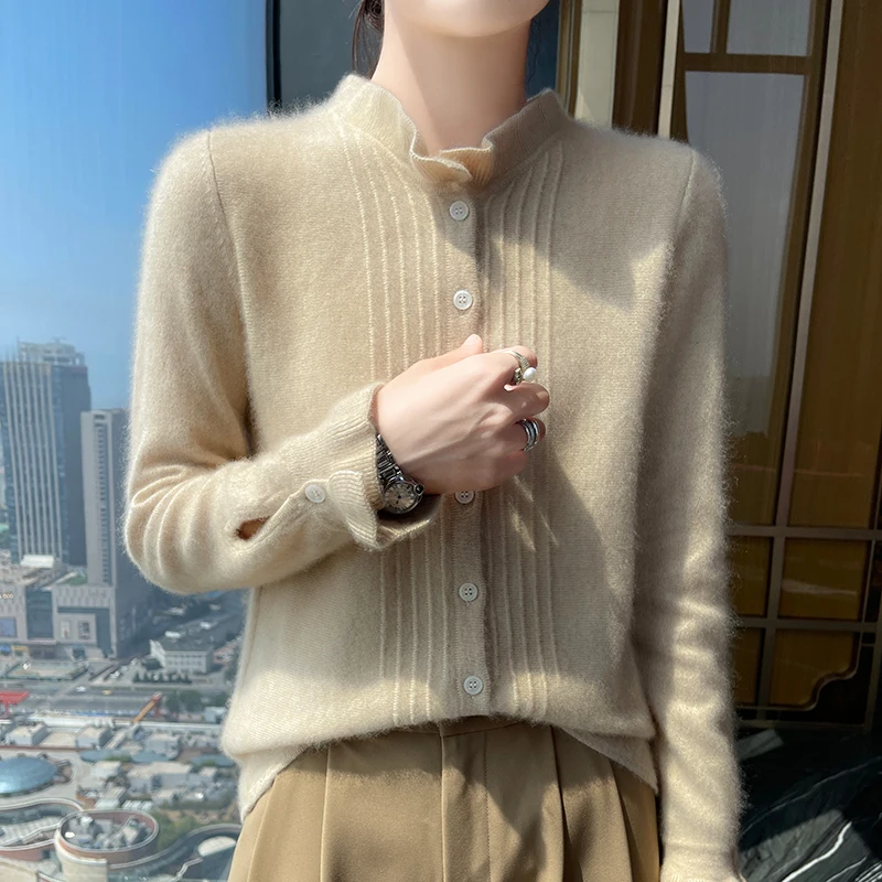 Hot selling new 100% cashmere knitted cardigan women's O-neck sweater slim fit fashionable thin jacket women's long sleeved swea
Hot selling new 100% cashmere knitted cardigan women's O-neck sweater slim fit fashionable thin jacket women's long sleeved swea