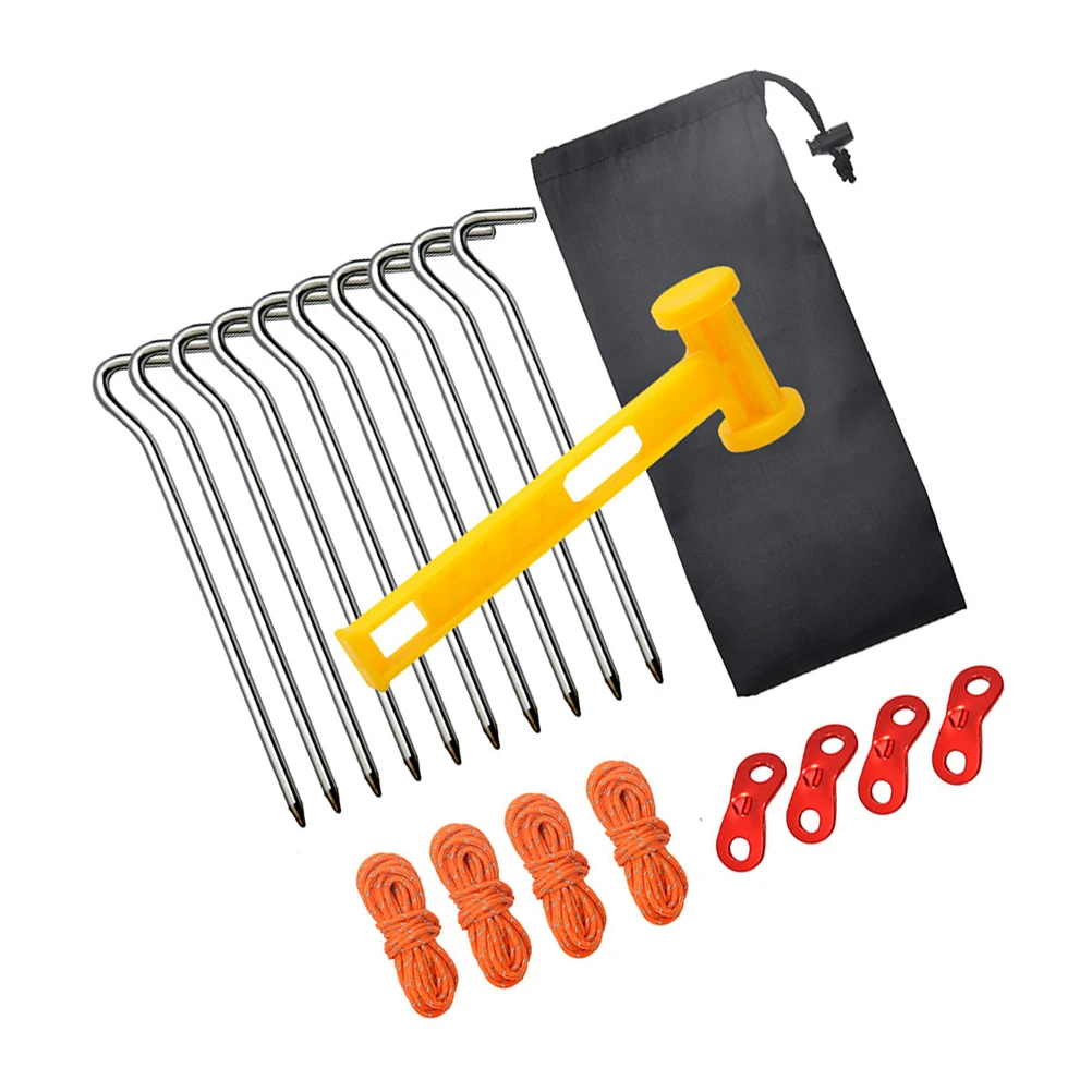 Aluminum Alloy Tent Pegs Reflective Ropes Wind Buckles Storage Bag Camping Hiking Outdoor Activities
Aluminum Alloy Tent Pegs Reflective Ropes Wind Buckles Storage Bag Camping Hiking Outdoor Activities