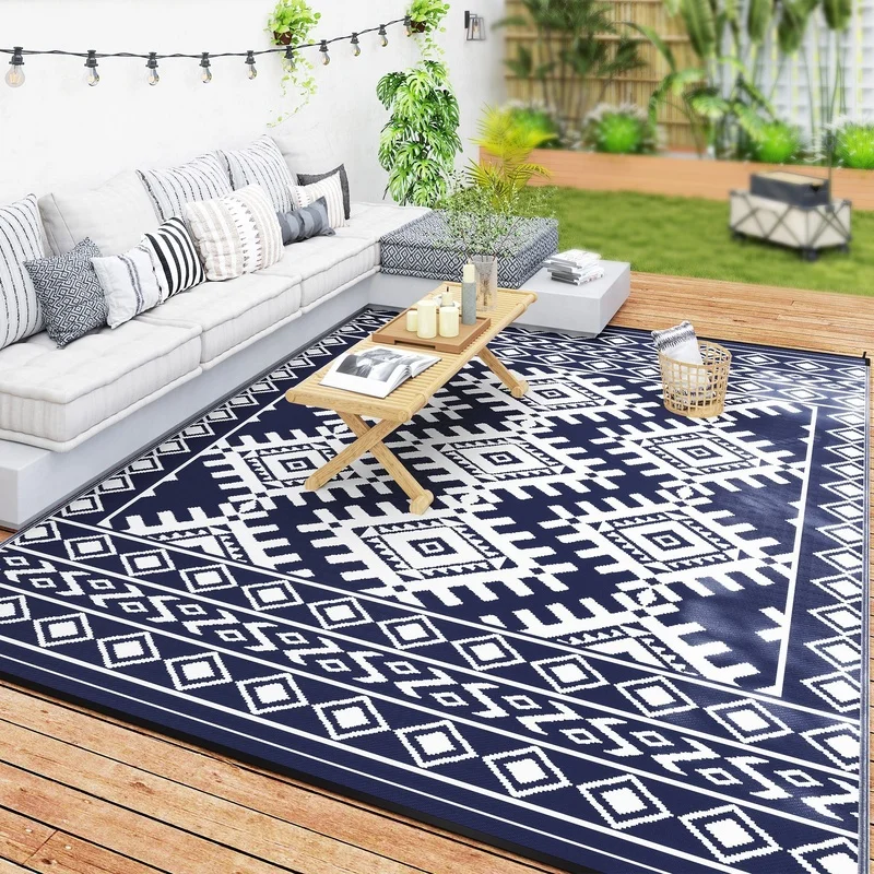 Outsunny Outdoor Patio Rug 9x12 ft Waterproof Reversible Straw Carpet with Carry Bag Blue White Rhombus Border
Outsunny Outdoor Patio Rug 9x12 ft Waterproof Reversible Straw Carpet with Carry Bag Blue White Rhombus Border