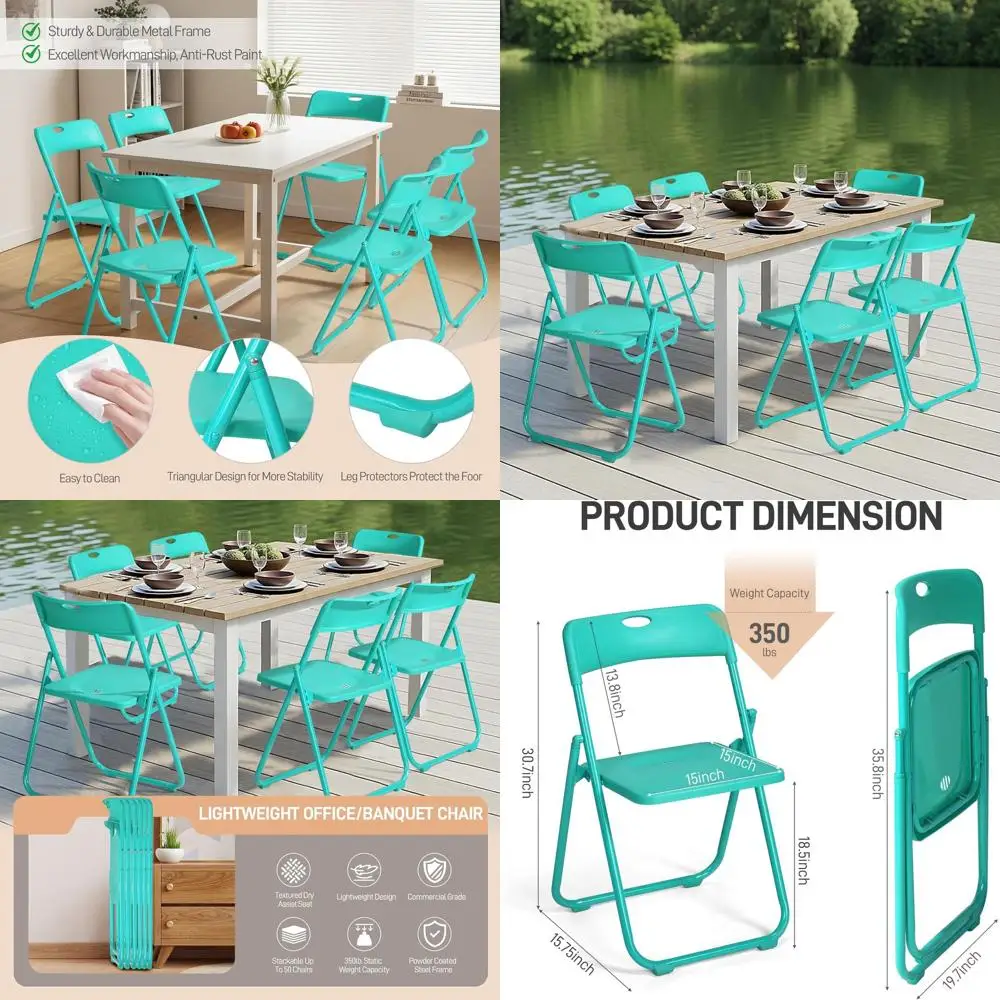 6-Pack Folding Chairs, 300 lbs Capacity, Lightweight Plastic, Reinforced Metal, Easy to Fold and Store, Suitable for Indoor and
6-Pack Folding Chairs, 300 lbs Capacity, Lightweight Plastic, Reinforced Metal, Easy to Fold and Store, Suitable for Indoor and