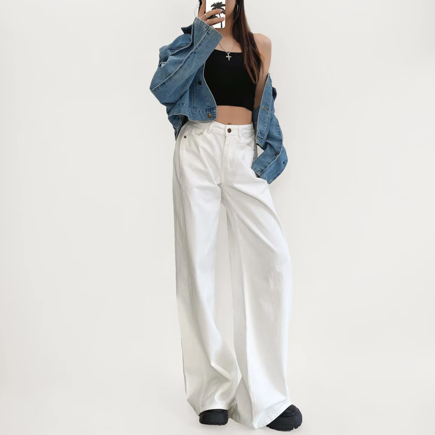 Широкие плиссированные джинсовые джинсы с высокой талией, женские модные осенние 2021, новые брюки длиной до пола, бренд Z
Широкие плиссированные джинсовые джинсы с высокой талией, женские модные осенние 2021, новые брюки длиной до пола, бренд Z